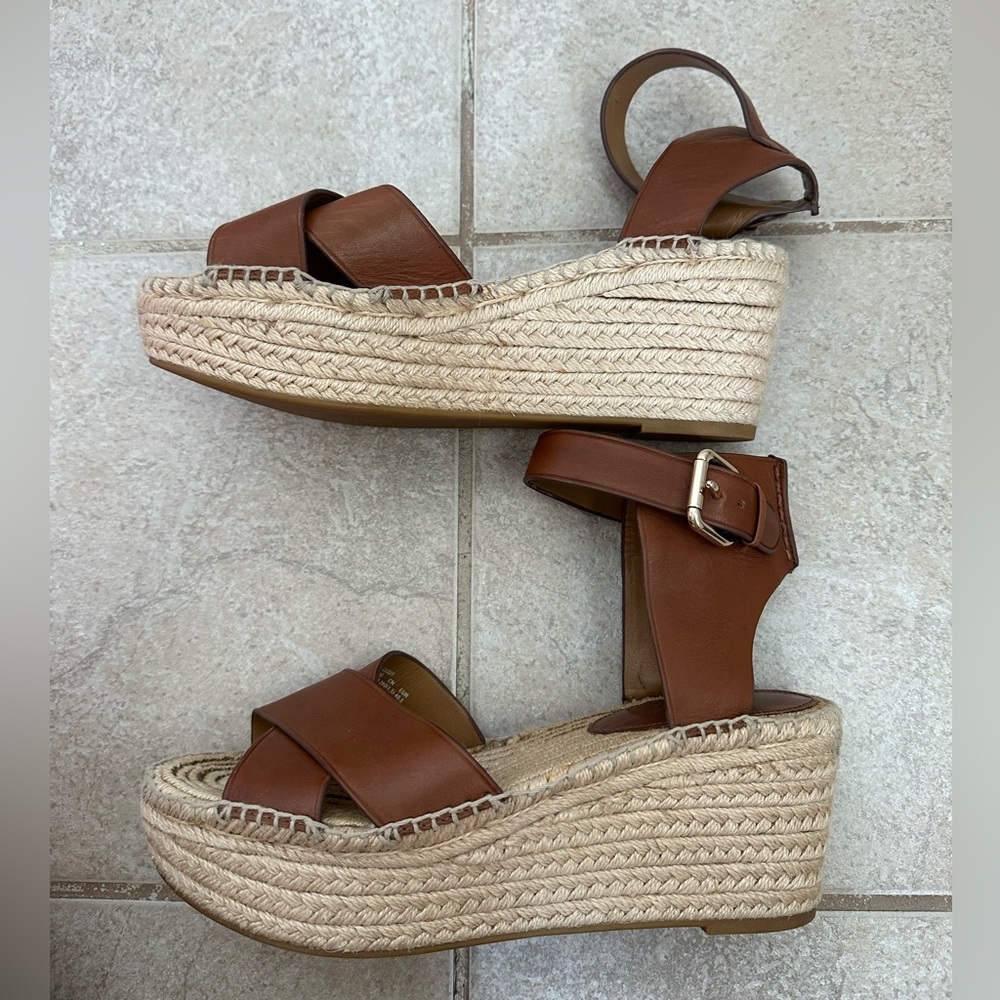 New Coach Primrose Espadrille Sandals Size 10 brown real leather wedges shoes - Picture 8 of 9